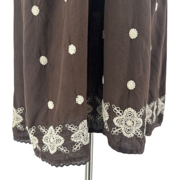 Cute Options Womens Large Dress Embroidered Polka Dot Brown Babydoll - Picture 3 of 8